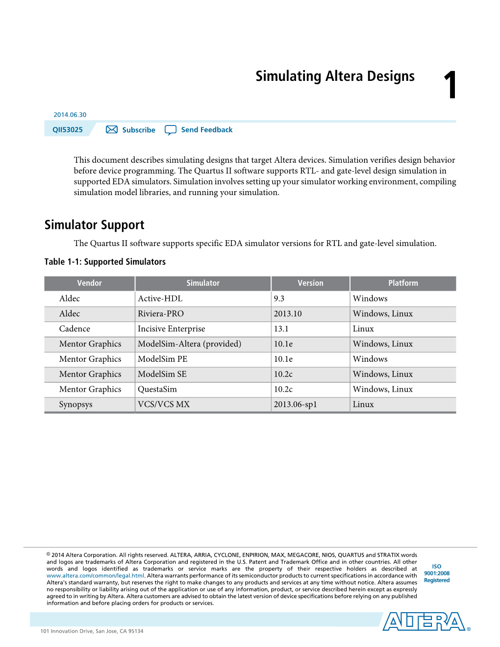 Simulating Altera Designs 1 2014.06.30