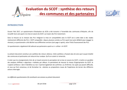 Evaluation Du SCOT : Synthèse Des Retours Des Communes Et Des Partenaires