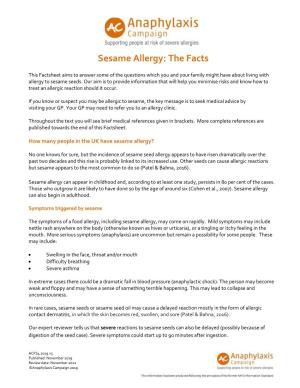 Sesame Allergy: the Facts