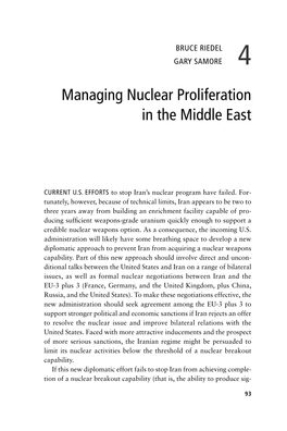 Managing Nuclear Proliferation in the Middle East