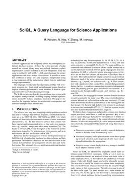 Sciql, a Query Language for Science Applications
