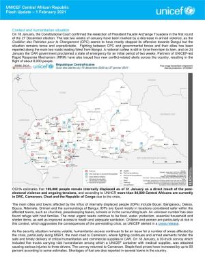 UNICEF Central African Republic Flash Update – 1 February 2021