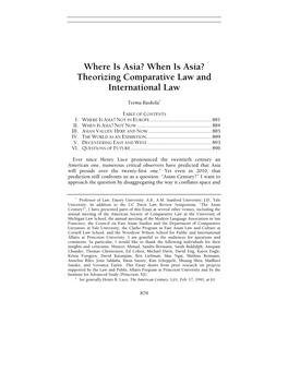 When Is Asia? Theorizing Comparative Law and International Law