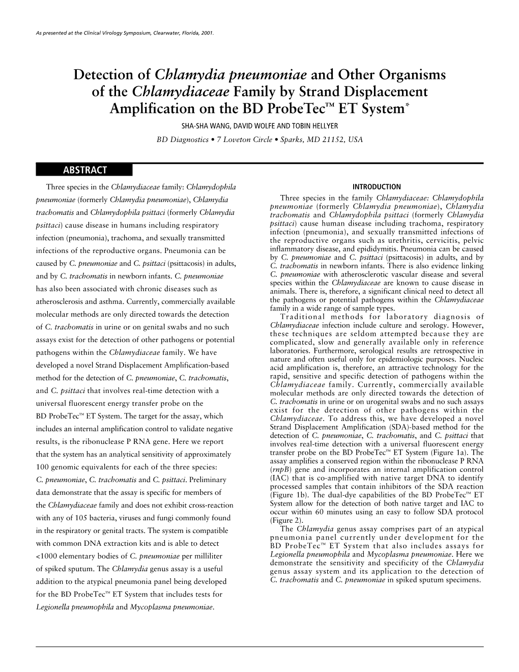 Detection of Chlamydia Pneumoniae and Other Organisms of The