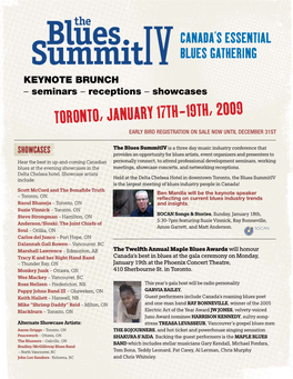Toronto, January 17Th-19Th, 2009 Early Bird Registration on Sale Now Until December 31St