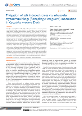 Rhizophagus Irregularis) Inoculation in Cucurbita Maxima Duch