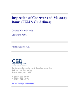 Inspection of Concrete and Masonry Dams (FEMA Guidelines)