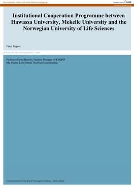 Institutional Cooperation Programme Between Hawassa University, Mekelle University and the Norwegian University of Life Sciences