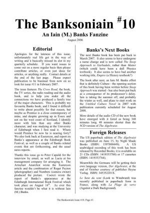 The Banksoniain #10 an Iain (M.) Banks Fanzine August 2006