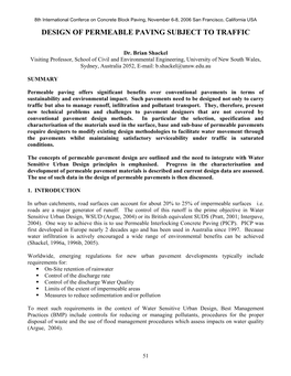 Design of Permeable Paving Subject to Traffic