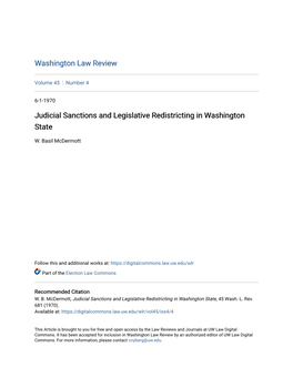 Judicial Sanctions and Legislative Redistricting in Washington State