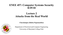 Lecture 2 Attacks from the Real World