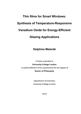 Thin Films for Smart Windows: Synthesis of Temperature-Responsive Vanadium Oxide for Energy-Efficient Glazing Applications