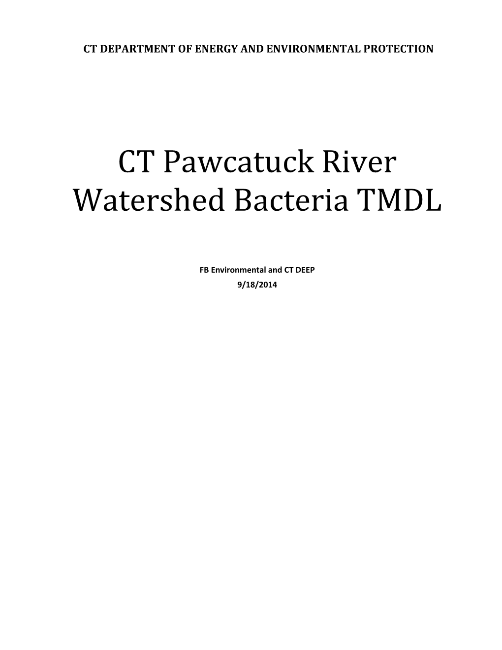 CT Pawcatuck River Watershed Bacteria TMDL