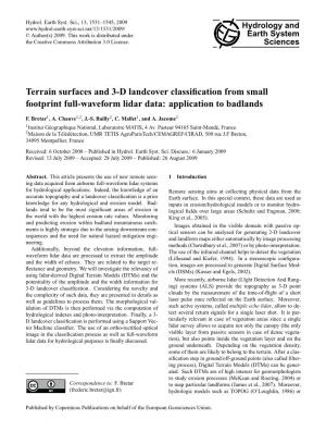 Terrain Surfaces and 3-D Landcover Classification from Small Footprint Full
