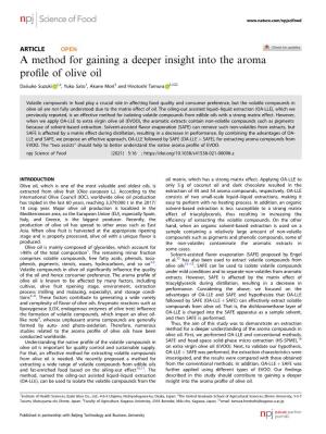 A Method for Gaining a Deeper Insight Into the Aroma Profile of Olive
