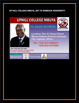 Up Hill College Mbuya, Set to Embrace Modernity