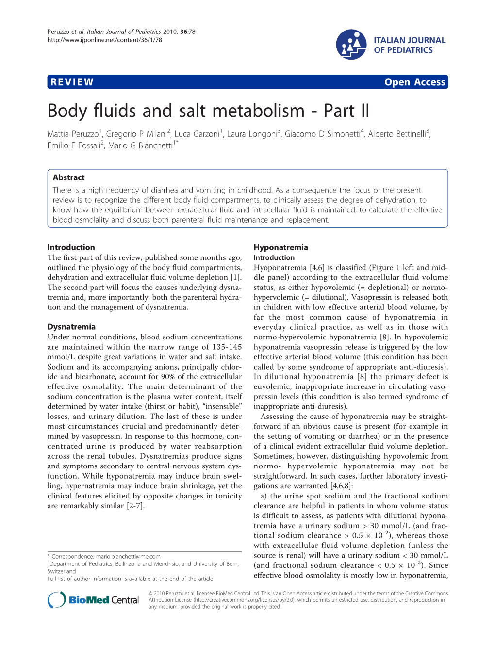 Body Fluids and Salt Metabolism