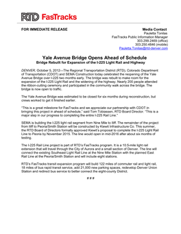 I-225 Yale Bridge Reopening After Event