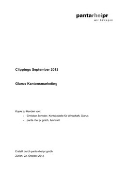 Clippings September 2012 Glarus Kantonsmarketing