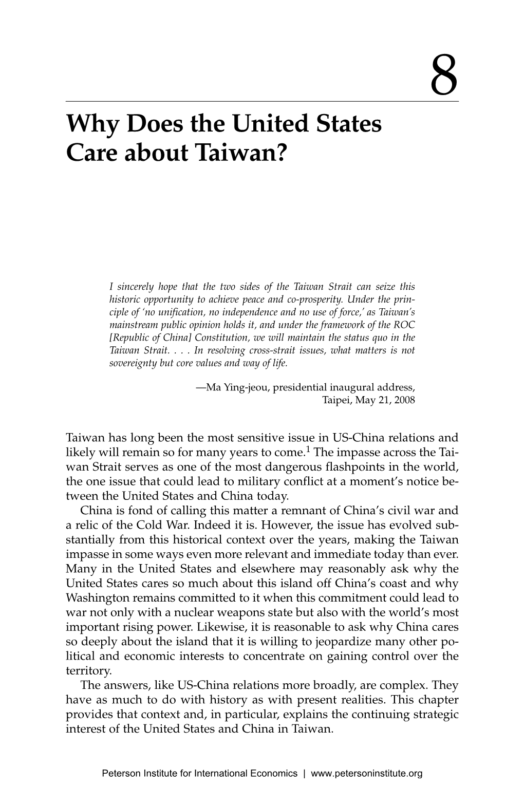 Ch 8 Why Does the United Statescare About Taiwan?