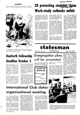 Statesman As Construction Projects Continue to Change the Landscape; Duluth, Minnesota More on Construction on Page 12 Vol