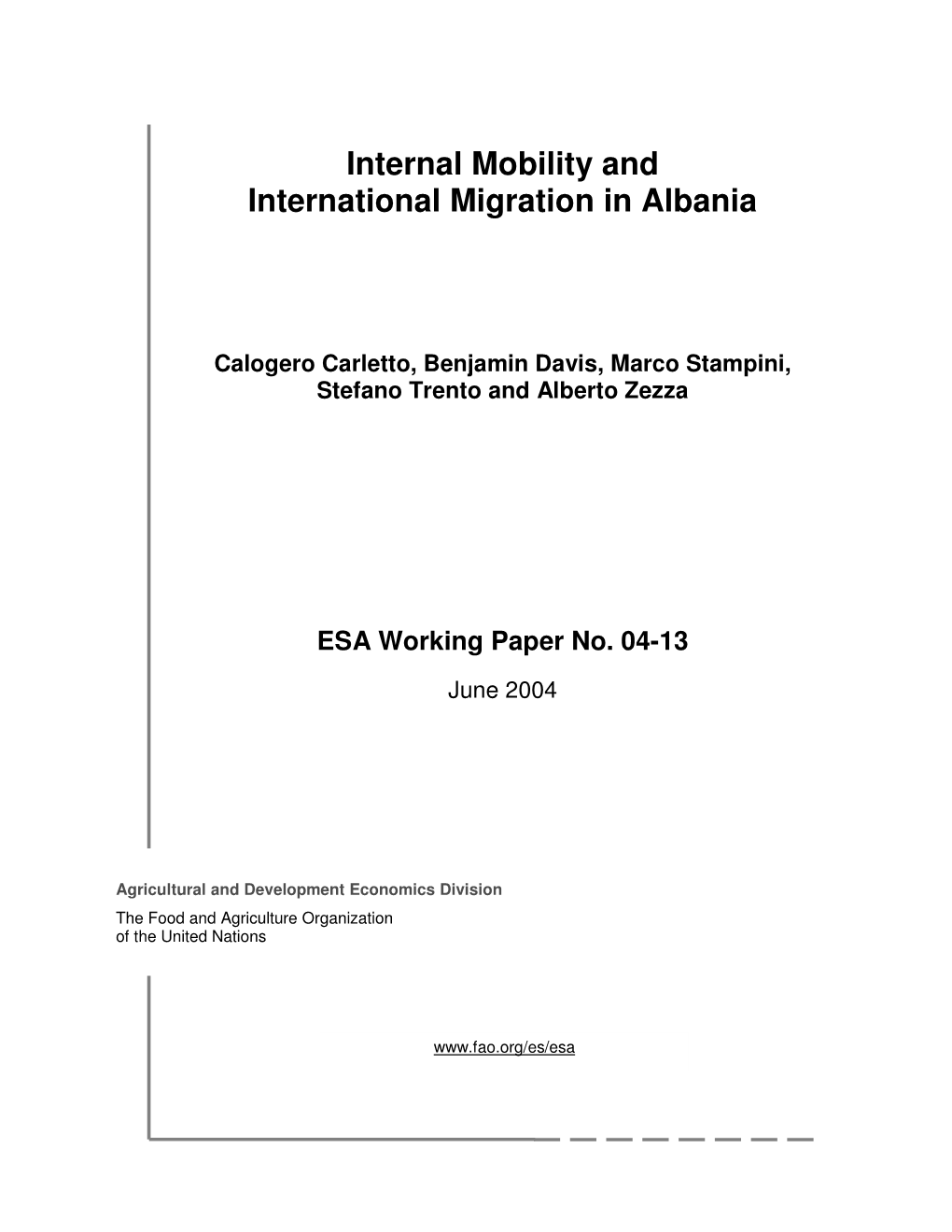 Internal Mobility and International Migration in Albania