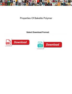 Properties of Bakelite Polymer