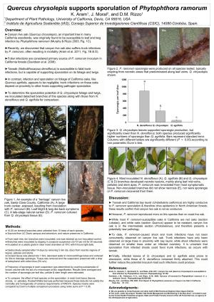 Quercus Chrysolepis Supports Sporulation of Phytophthora Ramorum K