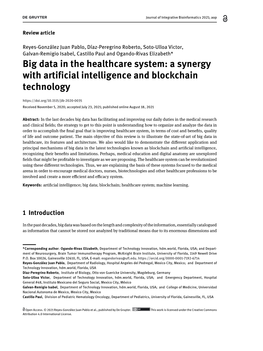 Big Data in the Healthcare System: a Synergy with Artificial Intelligence