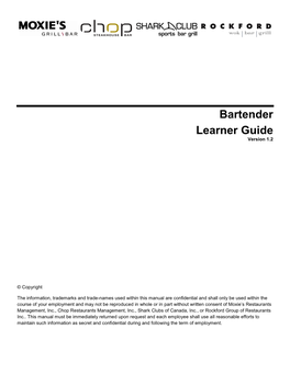 Bartender Learner Guide Version 1.2