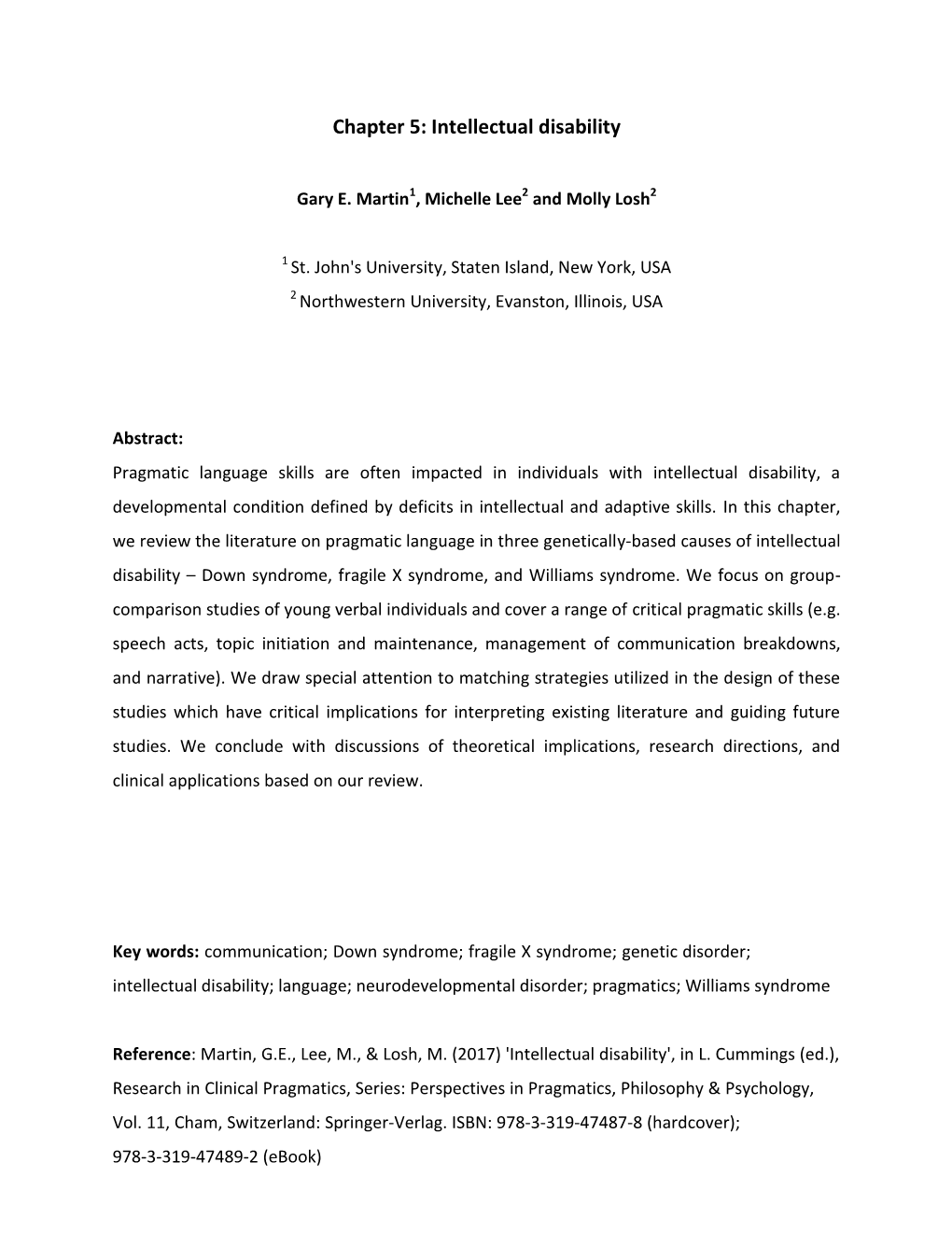 Chapter 5: Intellectual Disability