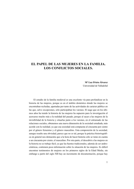 El Papel De Las Mujeres En La Familia. Los Conflictos Sociales