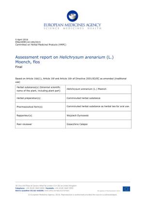 Assessment Report on Helichrysum Arenarium (L.) Moench, Flos Final