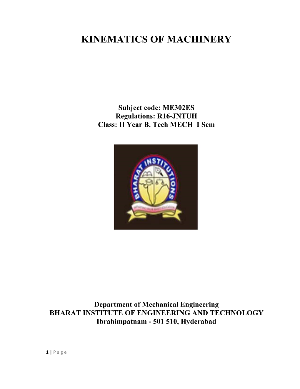 Kinematics of Machinery