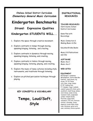 Kindergarten Benchmarks Tempo, Loud/Soft, Style