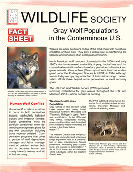 Gray Wolf Populations in the Conterminous U.S
