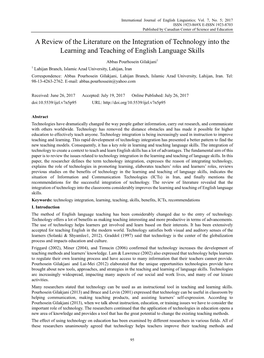 A Review of the Literature on the Integration of Technology Into the Learning and Teaching of English Language Skills