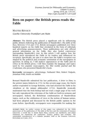 Bees on Paper: the British Press Reads the Fable