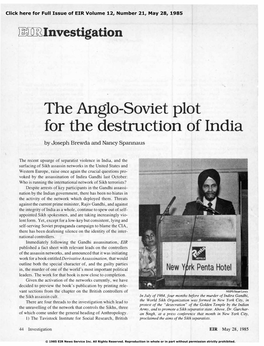 The Anglo-Soviet Plot for the Destruction of India