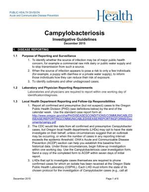 Campylobacteriosis Investigative Guidelines December 2015