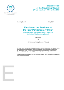 Election of the President of the Inter-Parliamentary Union
