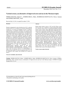 ECORFAN-Ecuador Journal Varietal Crosses, an Alternative of Improved