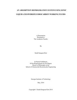 An Absorption Refrigeration System Using Ionic Liquid