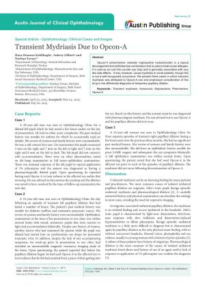 Transient Mydriasis Due to Opcon-A