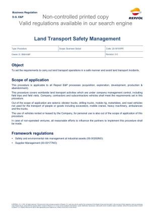 Land Transport Safety Management