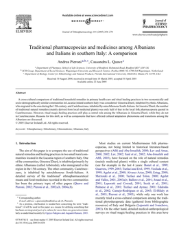 Traditional Pharmacopoeias and Medicines Among Albanians and Italians in Southern Italy: a Comparison