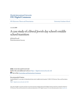 A Case Study of a Liberal Jewish Day School's Middle School Transition Jill Beloff Af Rrell Florida International University