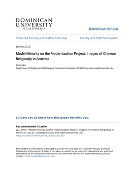 Model Minority on the Modernization Project: Images of Chinese Religiosity in America