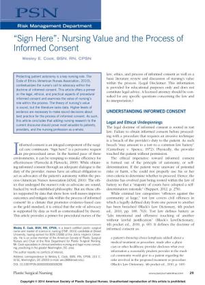 “Sign Here”: Nursing Value and the Process of Informed Consent